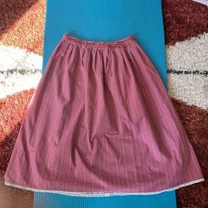 Vintage Cottagecore Wallpaper Print Eyelet Trim Midi Skirt Size Small